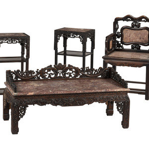 A Chinese Carved Hardwood Four Piece 2f39e2