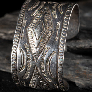 Navajo Stamped Ingot Silver Cuff 2f493b