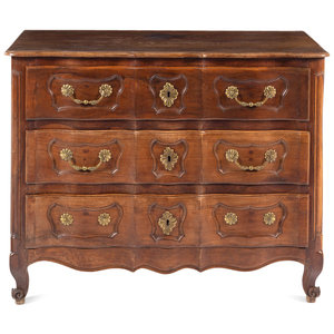 A French Provincial Walnut Serpentine-Front