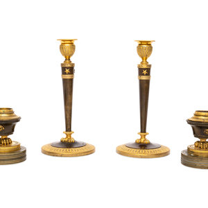 Two Pairs of Empire Gilt Bronze