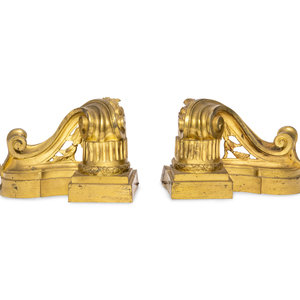 A Pair of French Gilt Bronze Chenets 19th 2f49f9