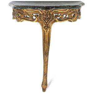 A Rococo Style Giltwood Marble-Top