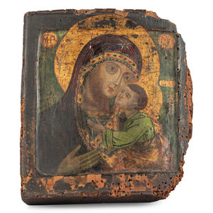 A Russian Painted Icon of the Virgin