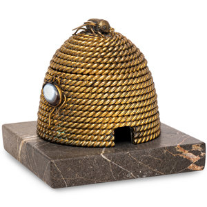 A Gilt Bronze and Hardstone Beehive 2f4a4c