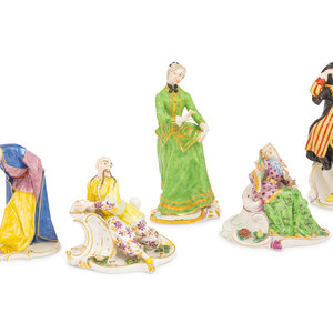 Five Nymphenburg Porcelain Figures After