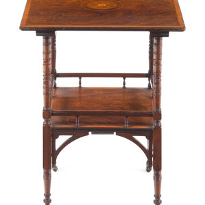 An Edwardian Walnut and Marquetry