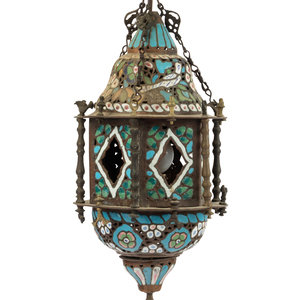 A Middle Eastern Enameled Brass