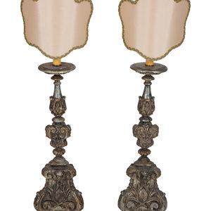 A Pair of Italian Carved and Silvered