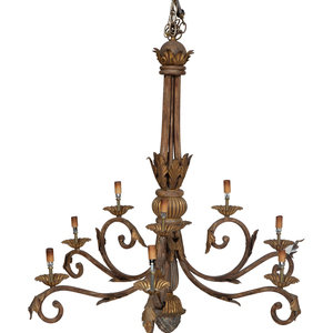 A Venetian Style Gilt Metal Nine-Light