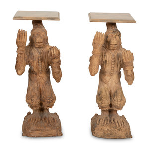 A Pair of Terra Cotta Monkey Pedestals 20th 2f4af8
