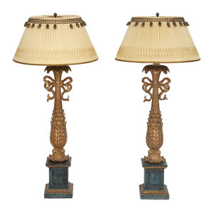 A Pair of XVI Style Carved Giltwood