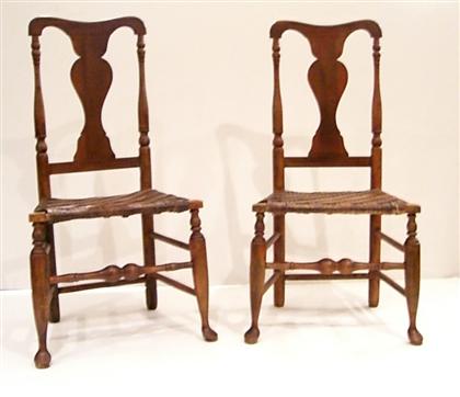 Pair of Queen Anne maple rush seat 4bac0