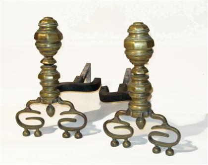 Pair of brass andirons 19th 4bac1