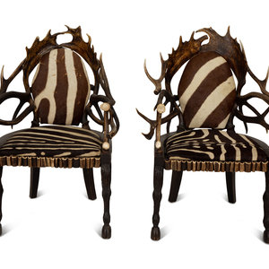 A Pair of Stag Antler Arm Chairs 2f4b98