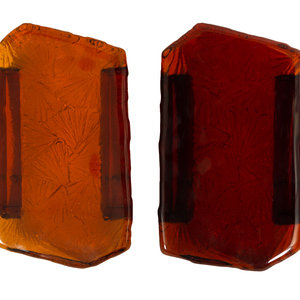 A Pair of Molded Amber Glass Wall