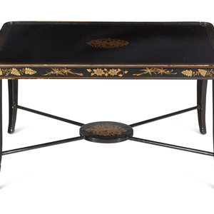 A Gilt Decorated Ebonized Low Table 19th 20th 2f4c28