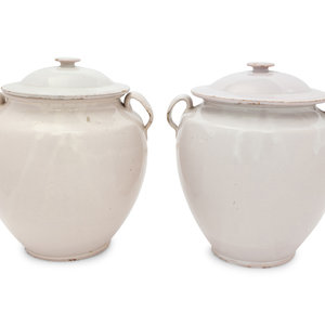 A Pair of French White-Glazed Pottery