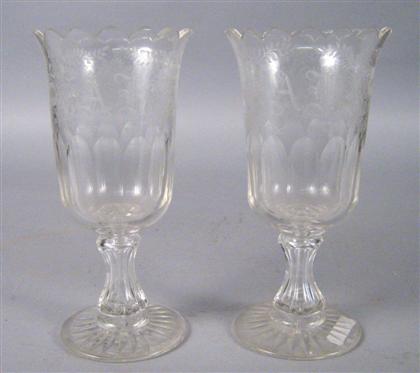 Pair of etched glass vases    late