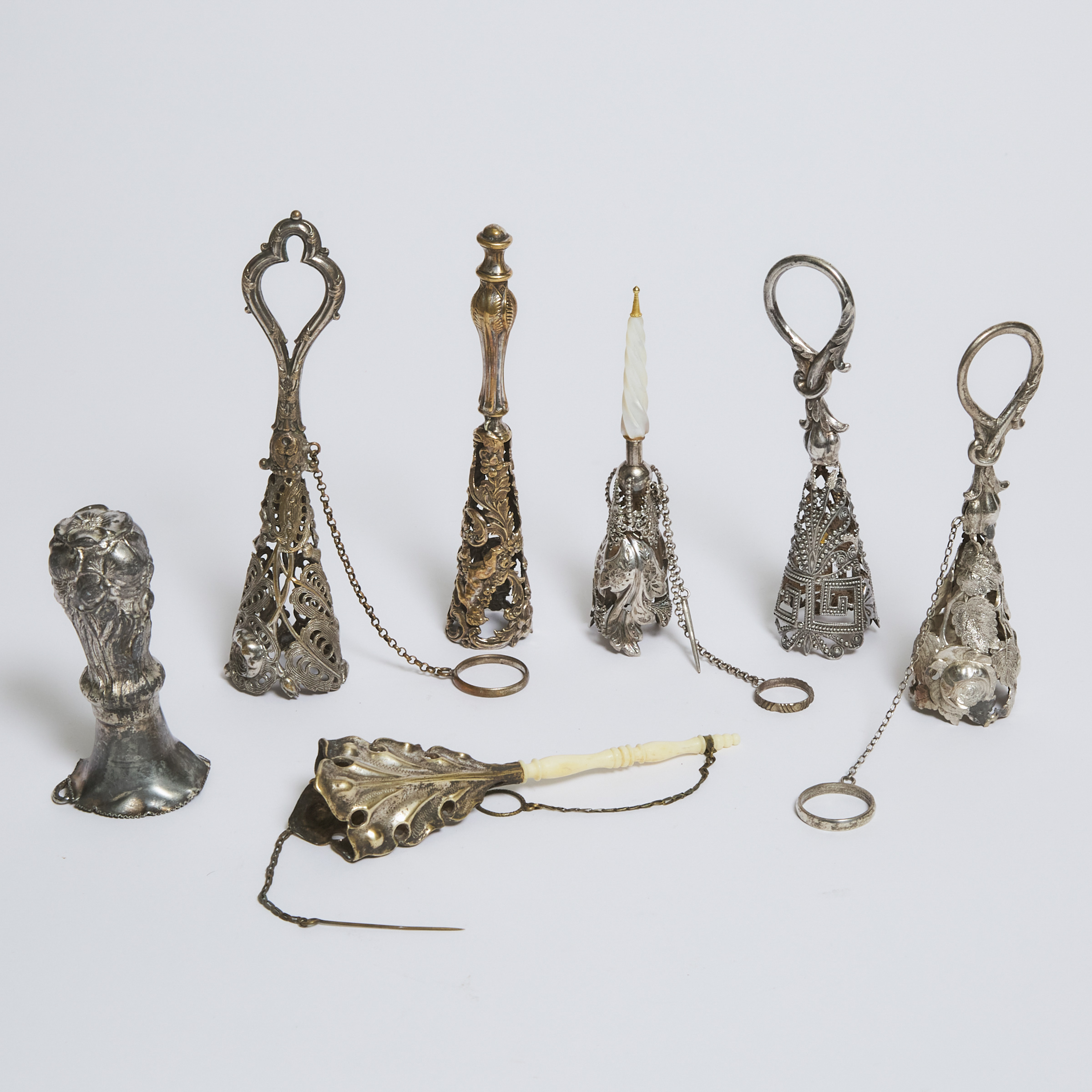 Seven Victorian Silver or Silvered