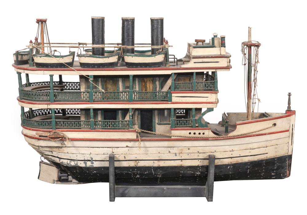 FOLK ART MODEL OF A STEAMSHIP LATE