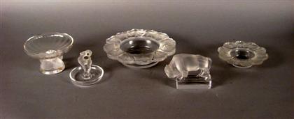 Five Lalique glass table articles