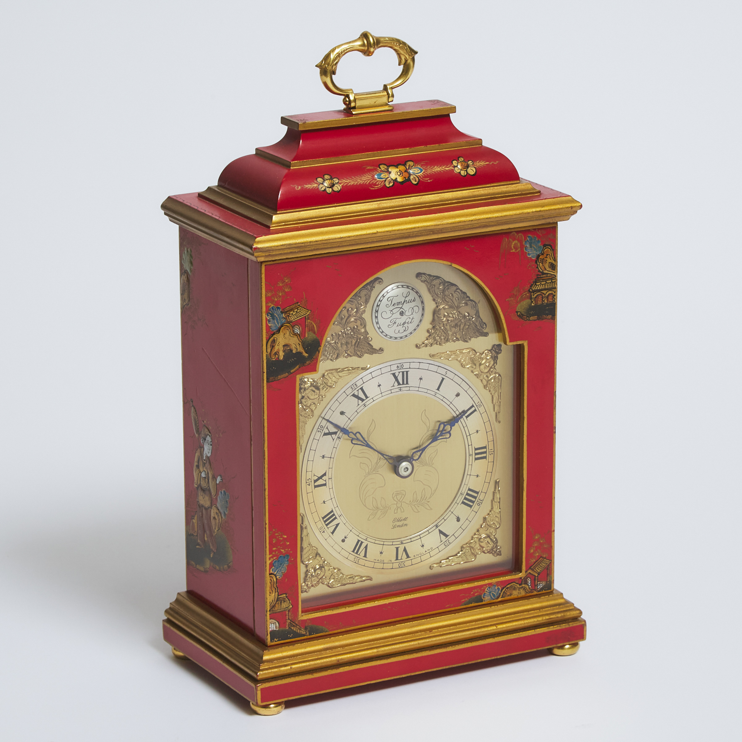 Small English Red Japanned Bracket Clock,