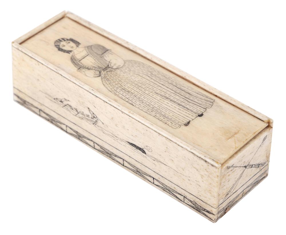 SCRIMSHAW WHALEBONE BOXED DOMINO