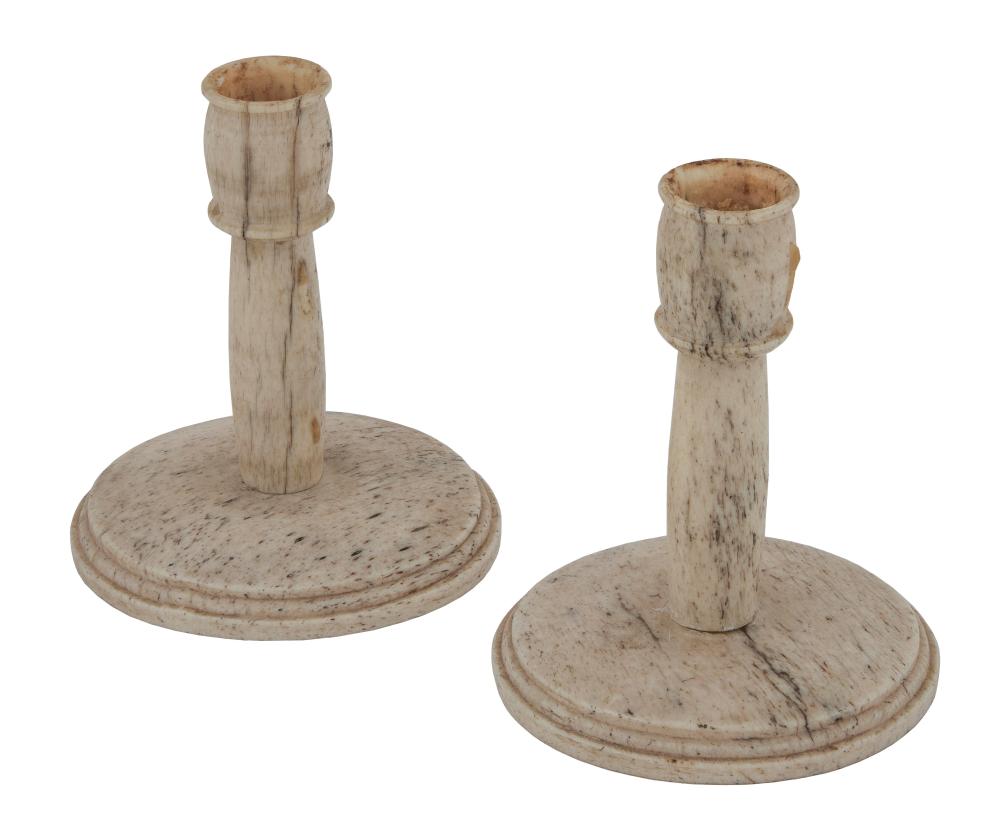 PAIR OF TURNED WHALEBONE CANDLESTICKS