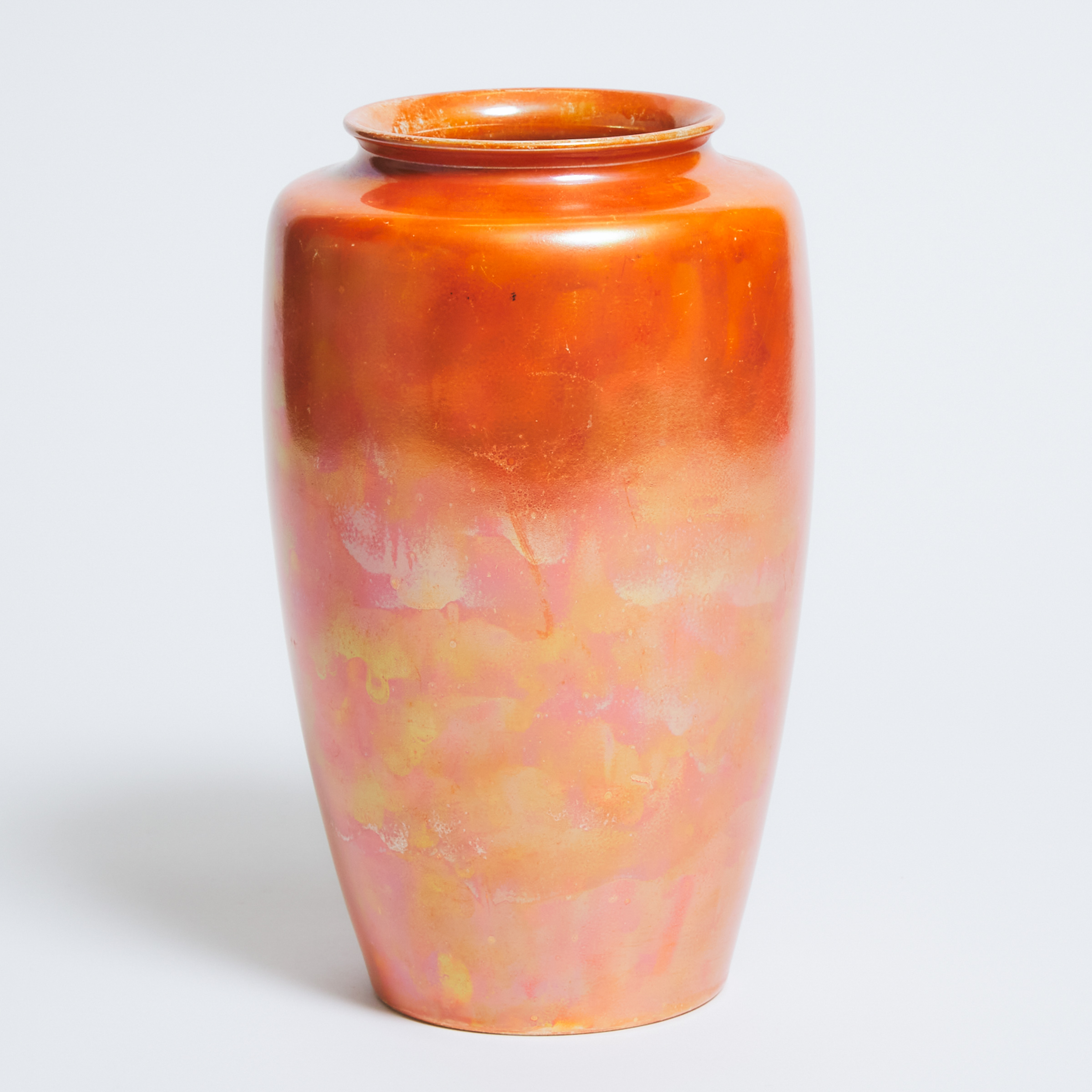 Ruskin Orange Lustre Glazed Vase,