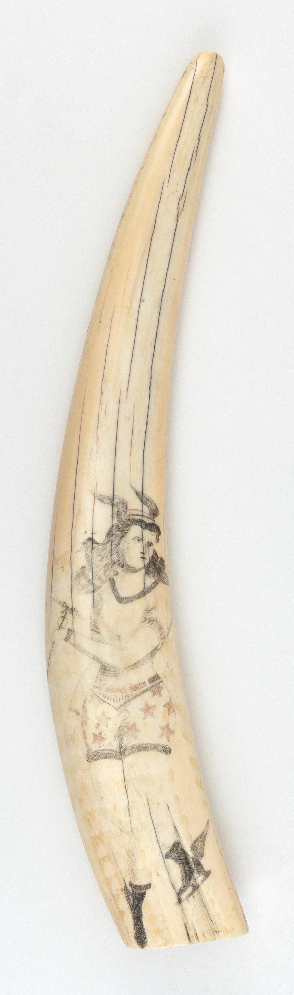 POLYCHROME SCRIMSHAW WALRUS TUSK 2f2864