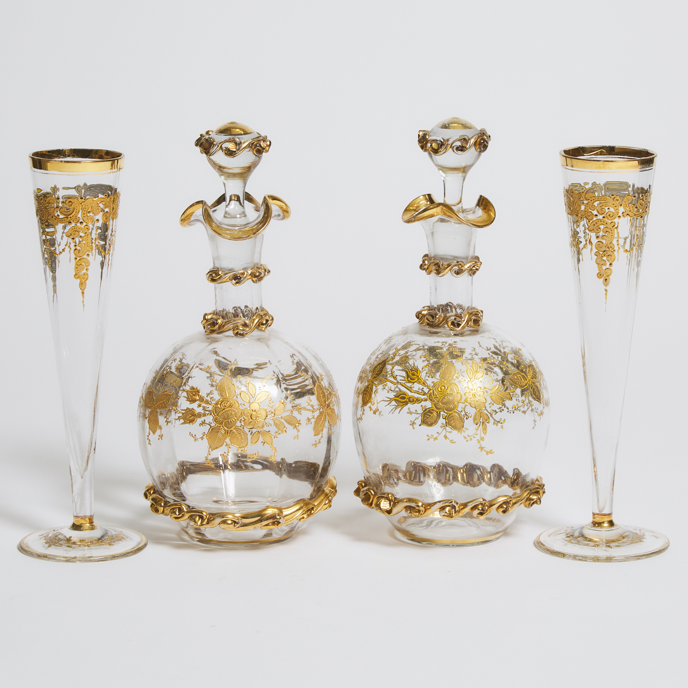 Pair of Continental Gilt Glass