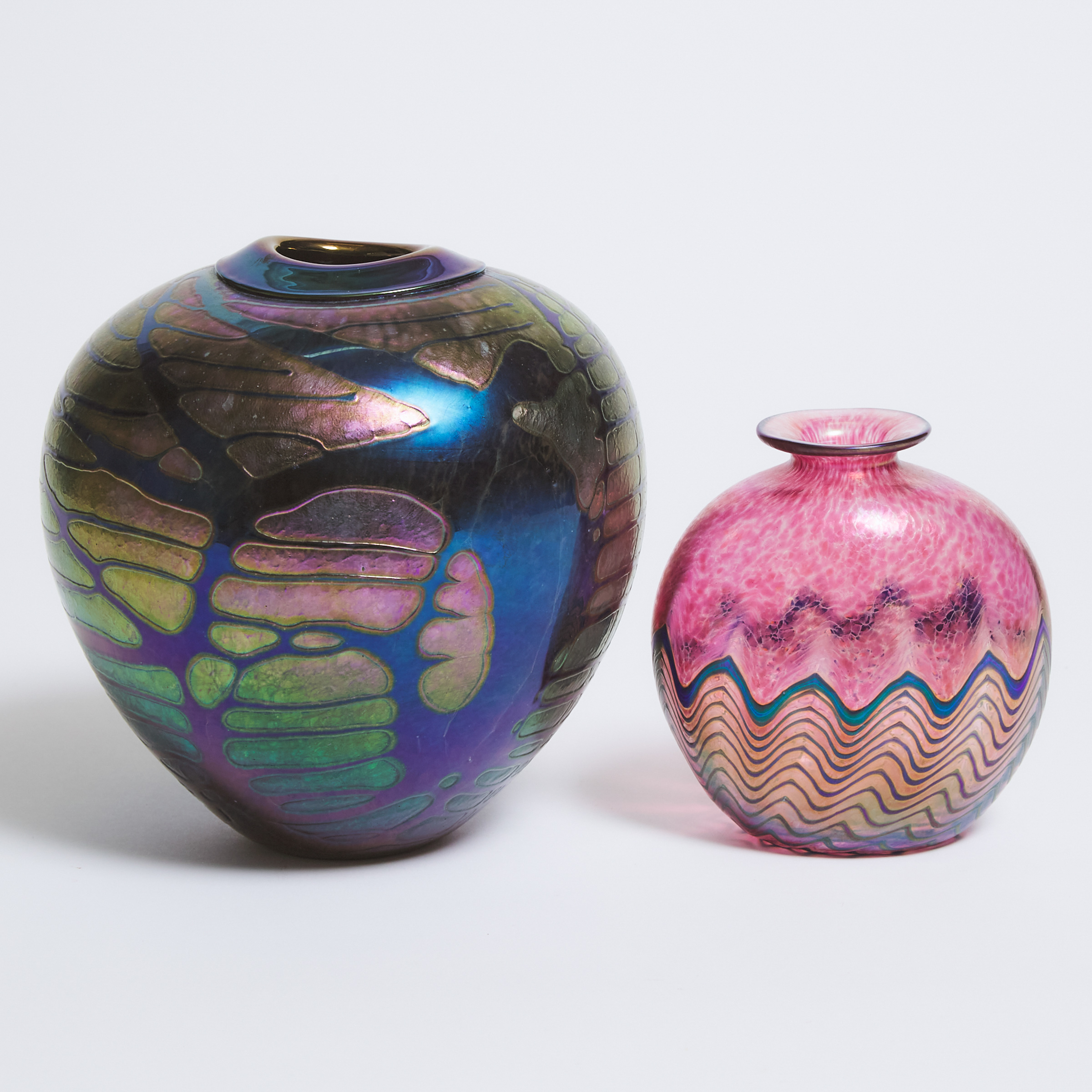 Two Iridescent Glass Vases, Robert