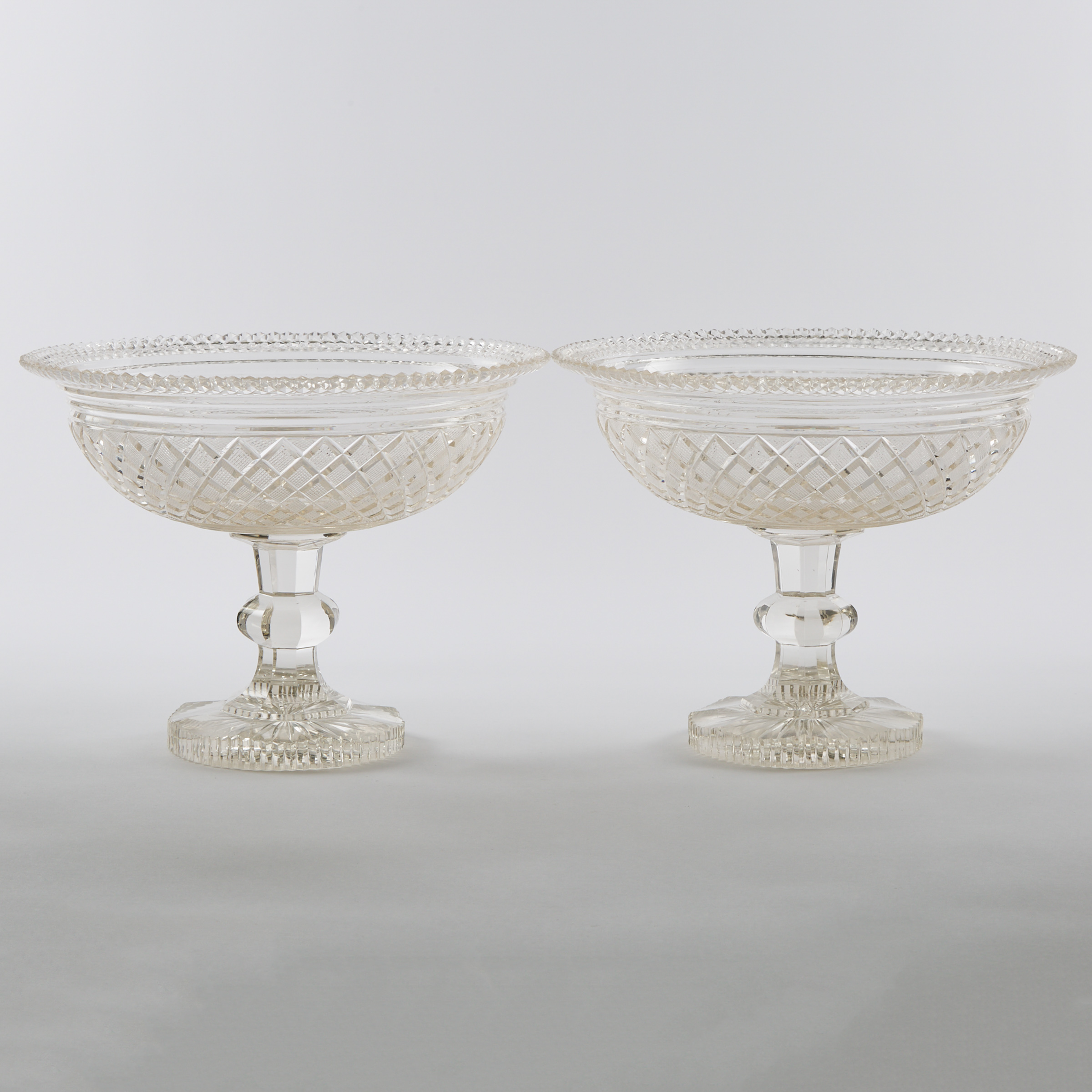 Pair of Continental Cut Glass Footed
