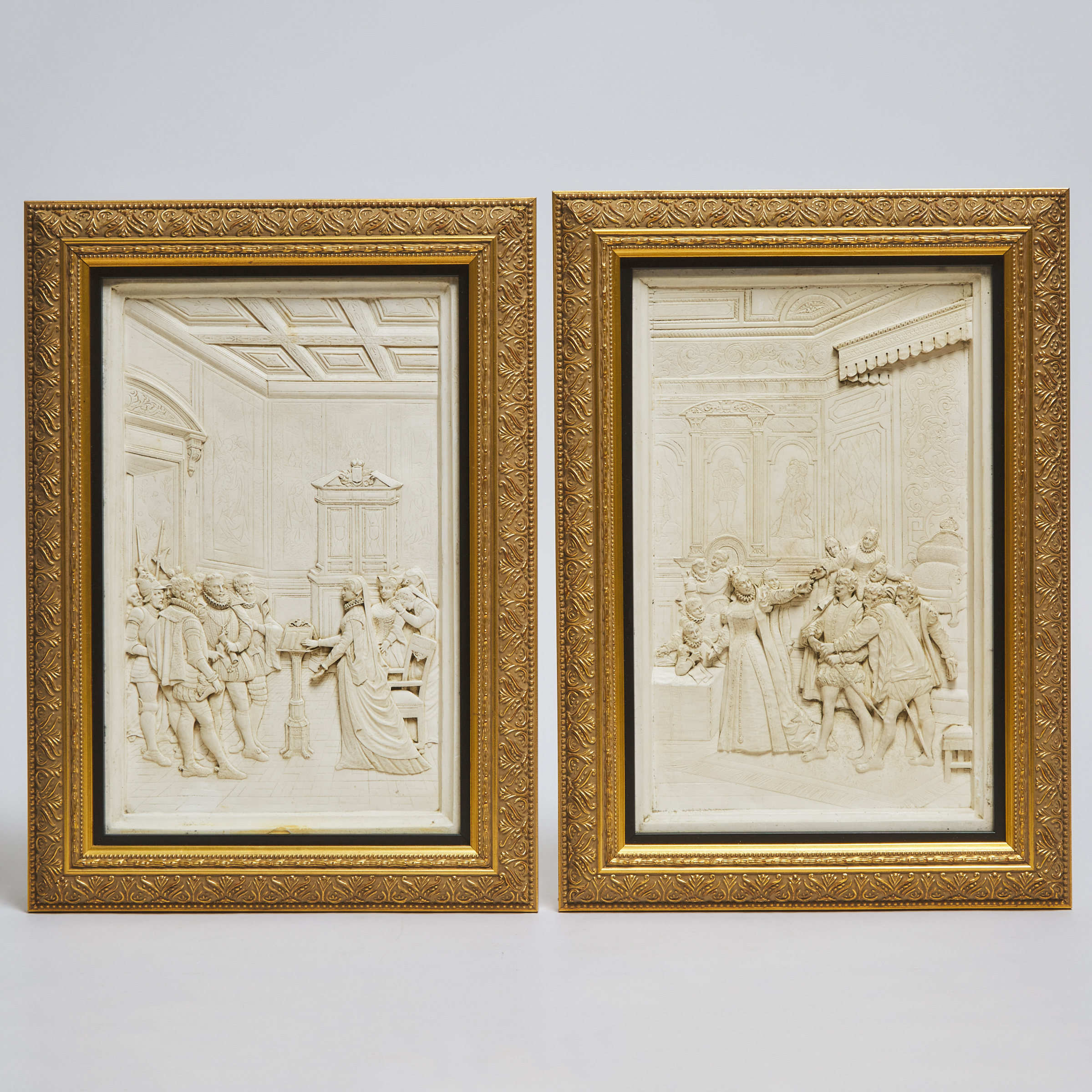 Pair of British Plaster Relief Plaques,