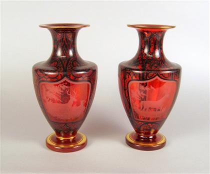 Pair of red flash Bohemian glass 4b759