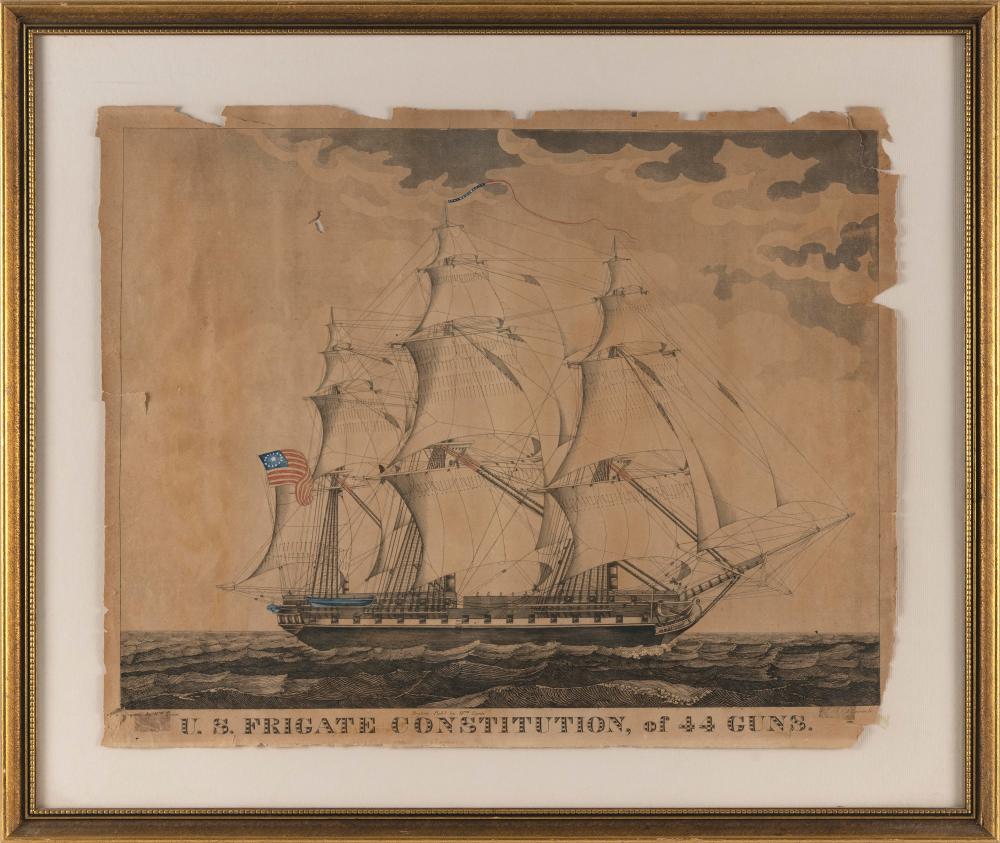 ENGRAVING U S FRIGATE CONSTITUTION  2f2980