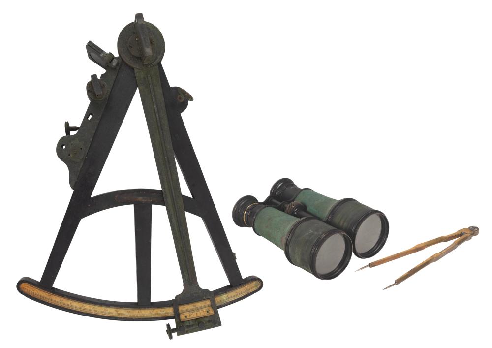 CAPTAIN MOSES COLMANS OCTANT, BINOCULARS