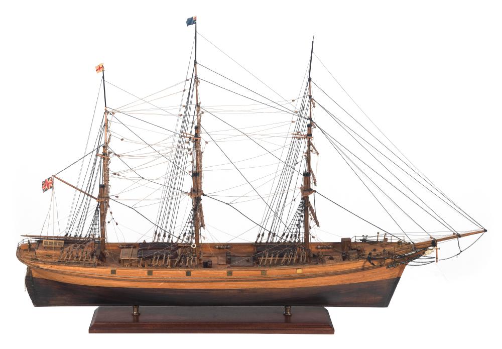 WOODEN MODEL OF A THREE MASTED 2f2987