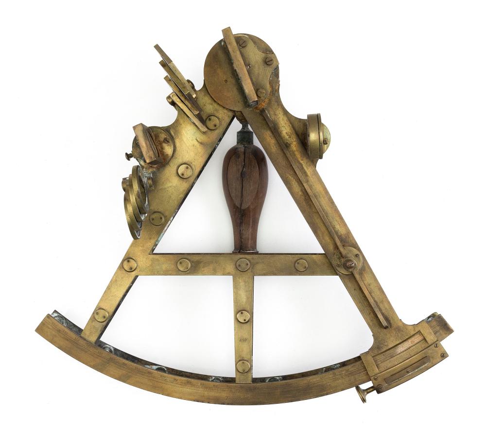 BRASS DOUBLE T-FRAME SEXTANT 19TH CENTURY