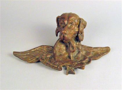 Continental patinated bronze inkwell