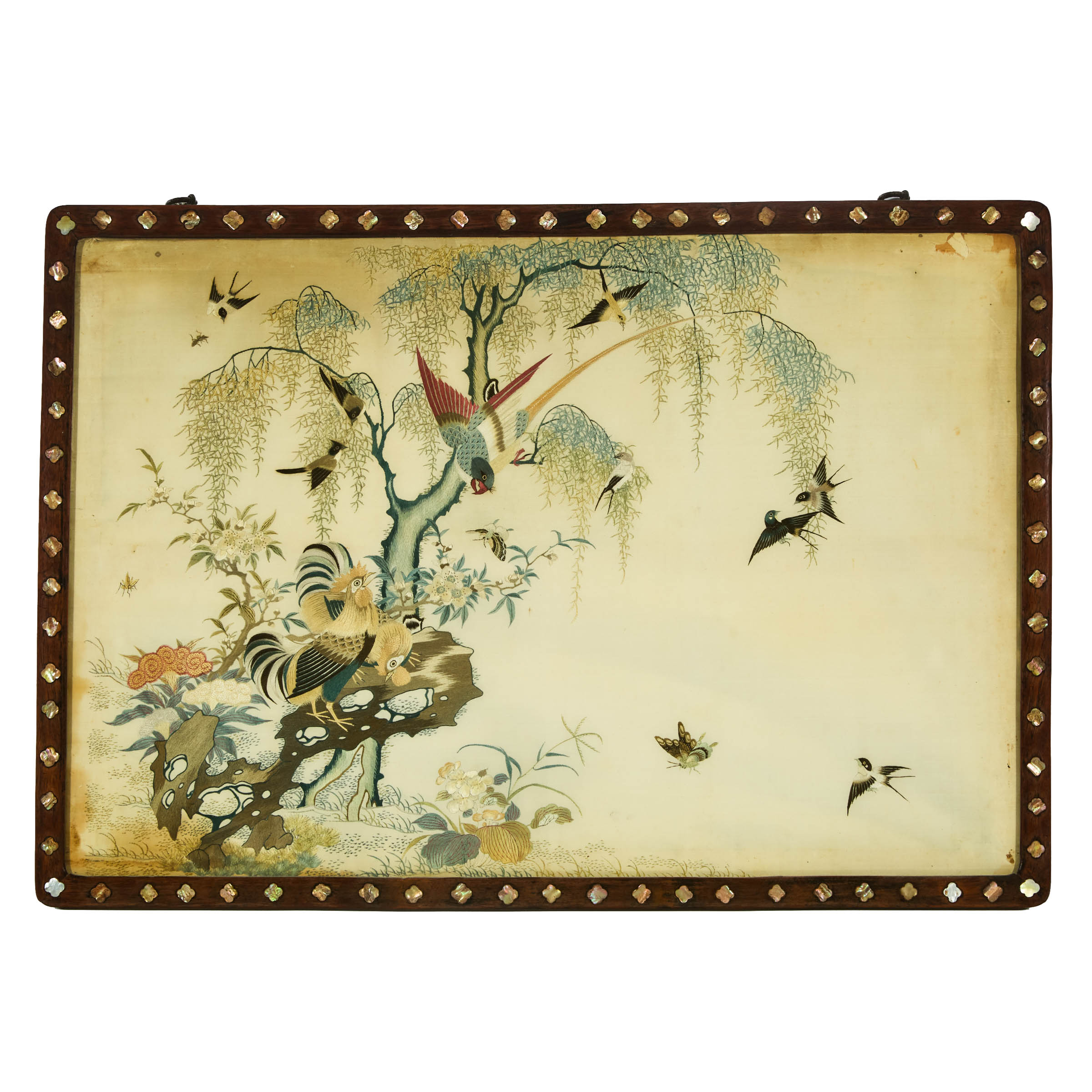 A Pair of Silk Embroidered Birds 2f2a16