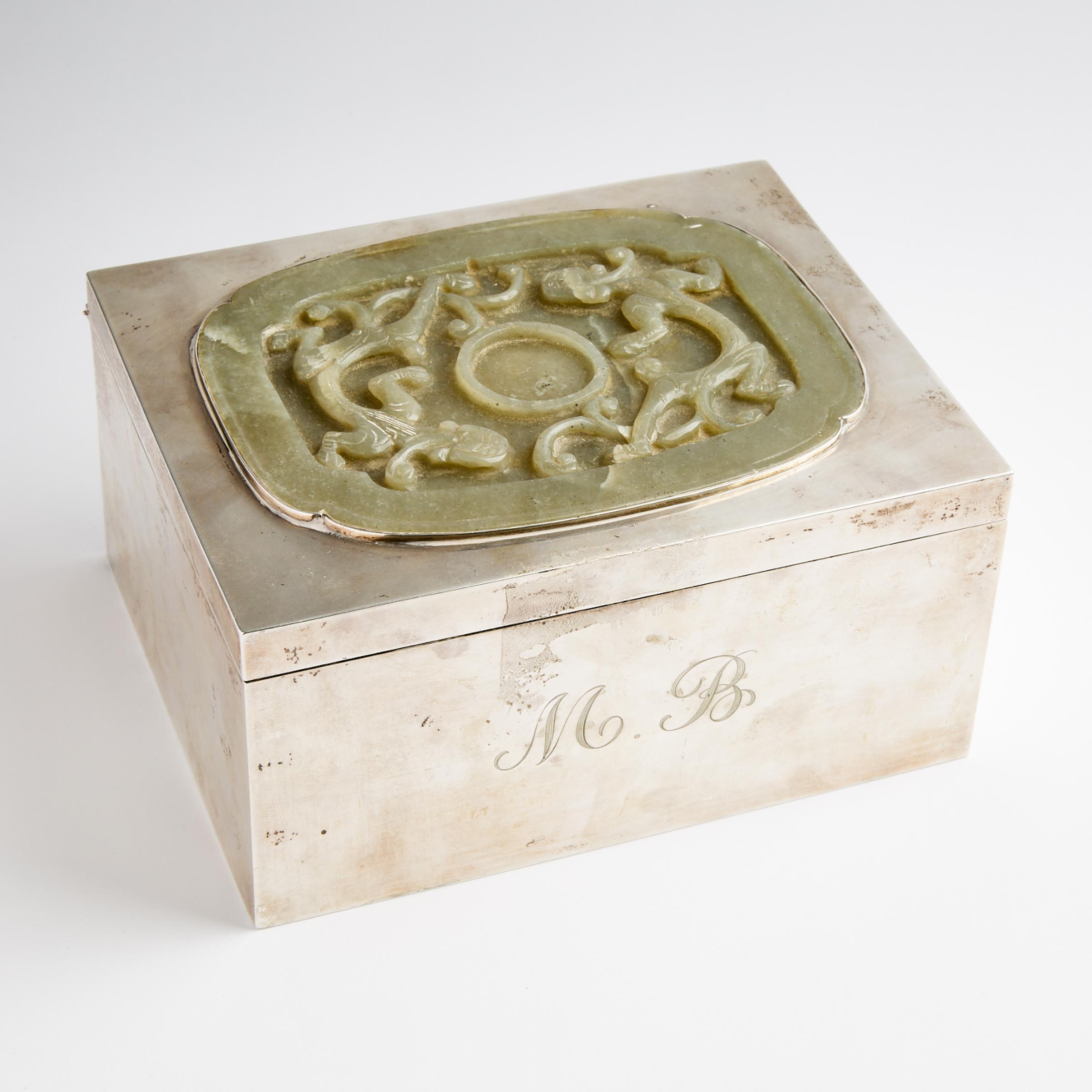 A Celadon Jade 'Chilong' Cup Holder,