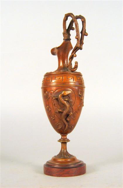 French patinated bronze ewer  
