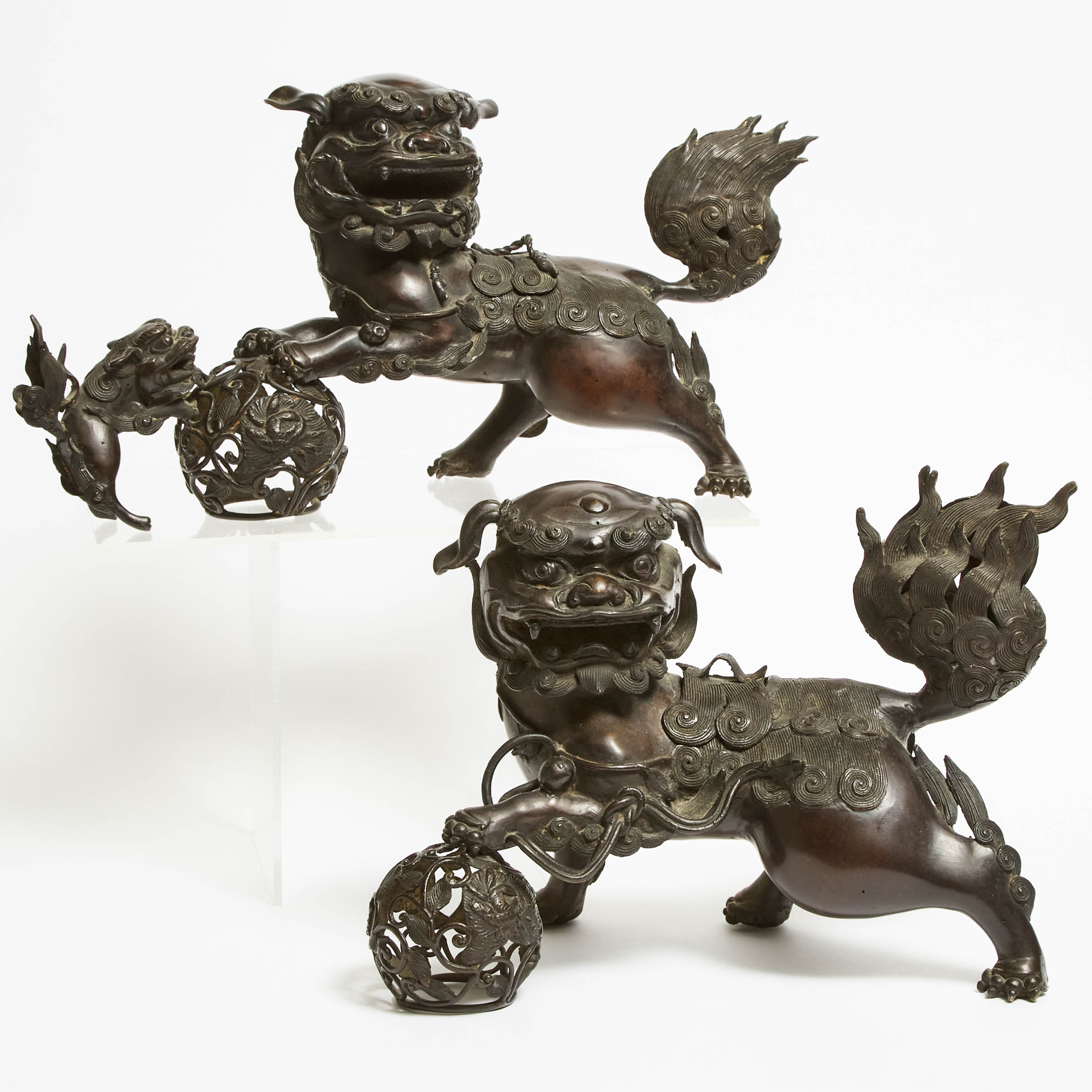 A Pair of Bronze 'Buddhist Lion'