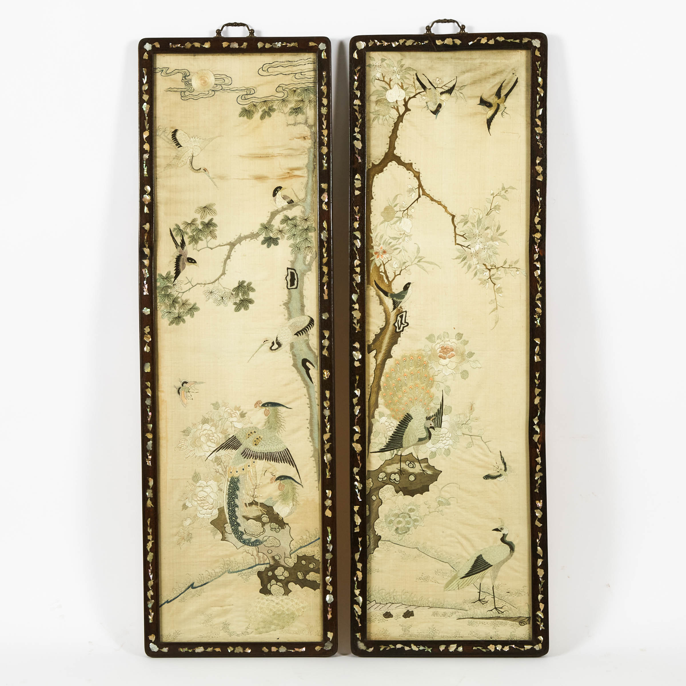A Pair of Silk Embroidered Birds 2f2a3d