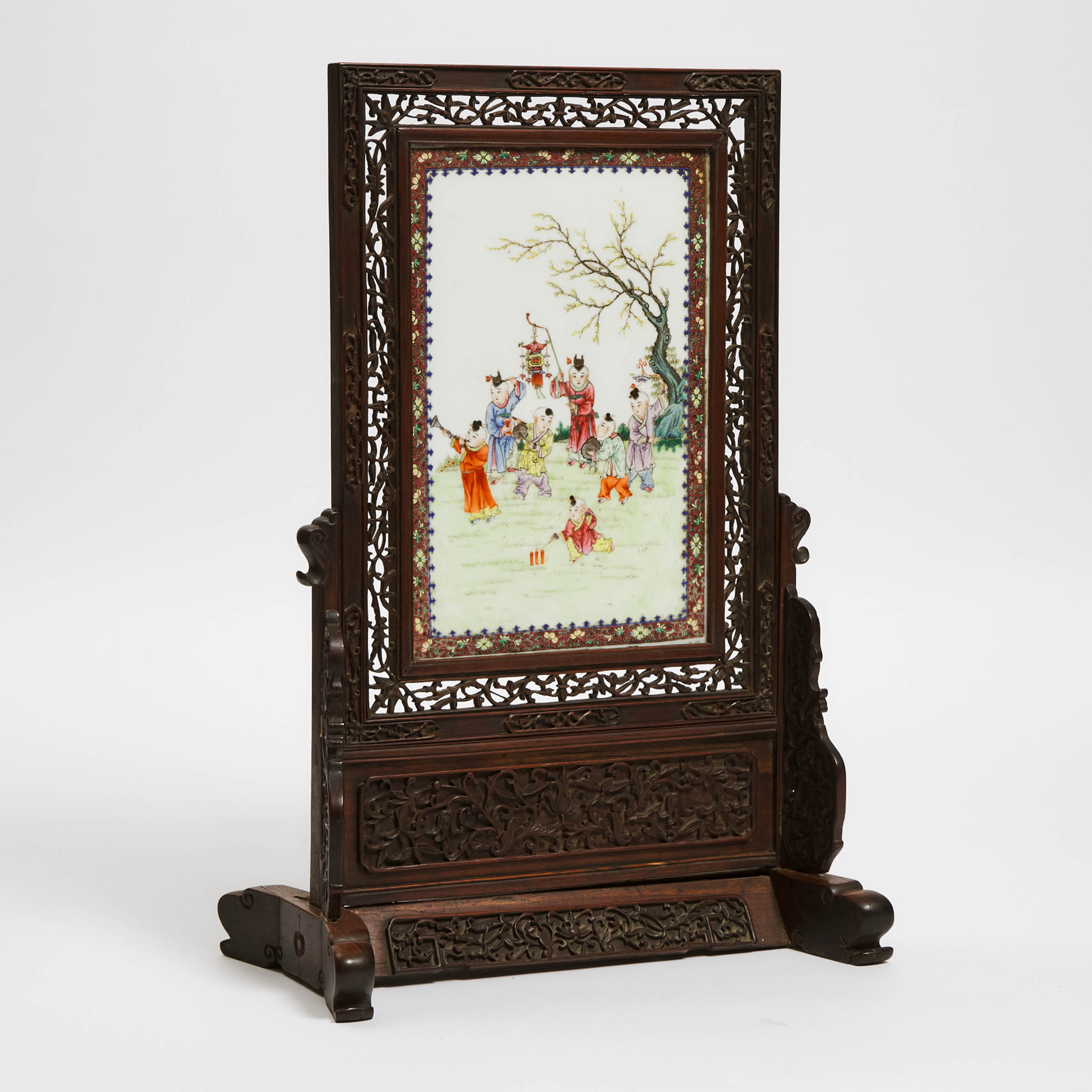A Famille Rose 'Boys' Table Screen,