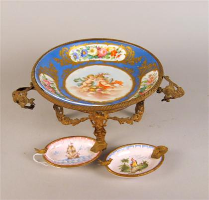 Sevres style porcelain plate on gilt