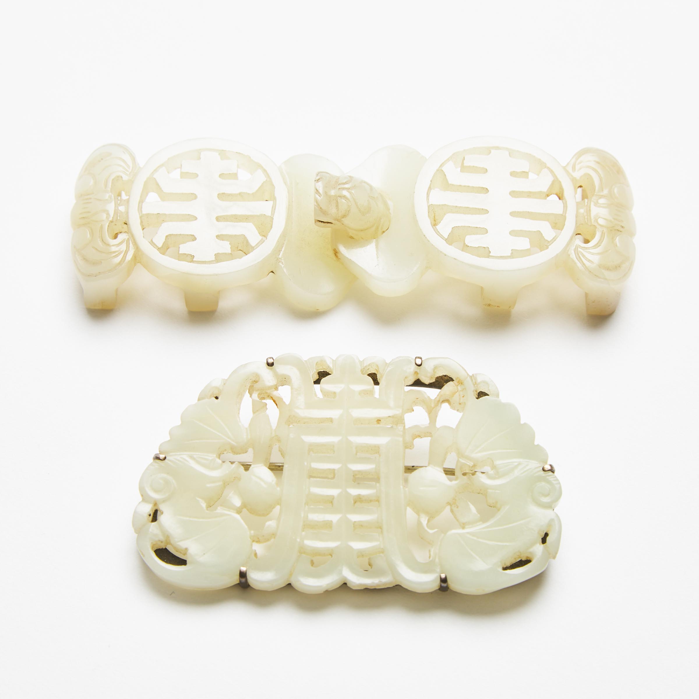 A White Jade 'Longevity' Two-Part