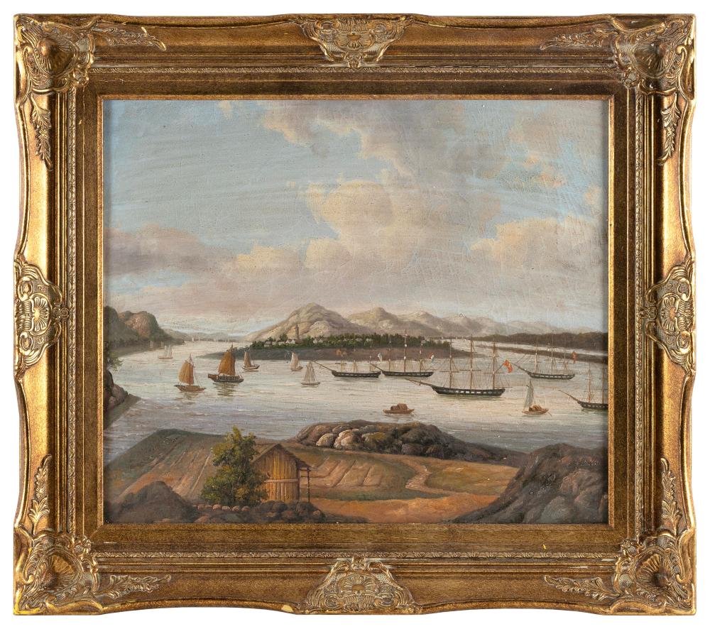 CONTEMPORARY PAINTING OF A HARBOR