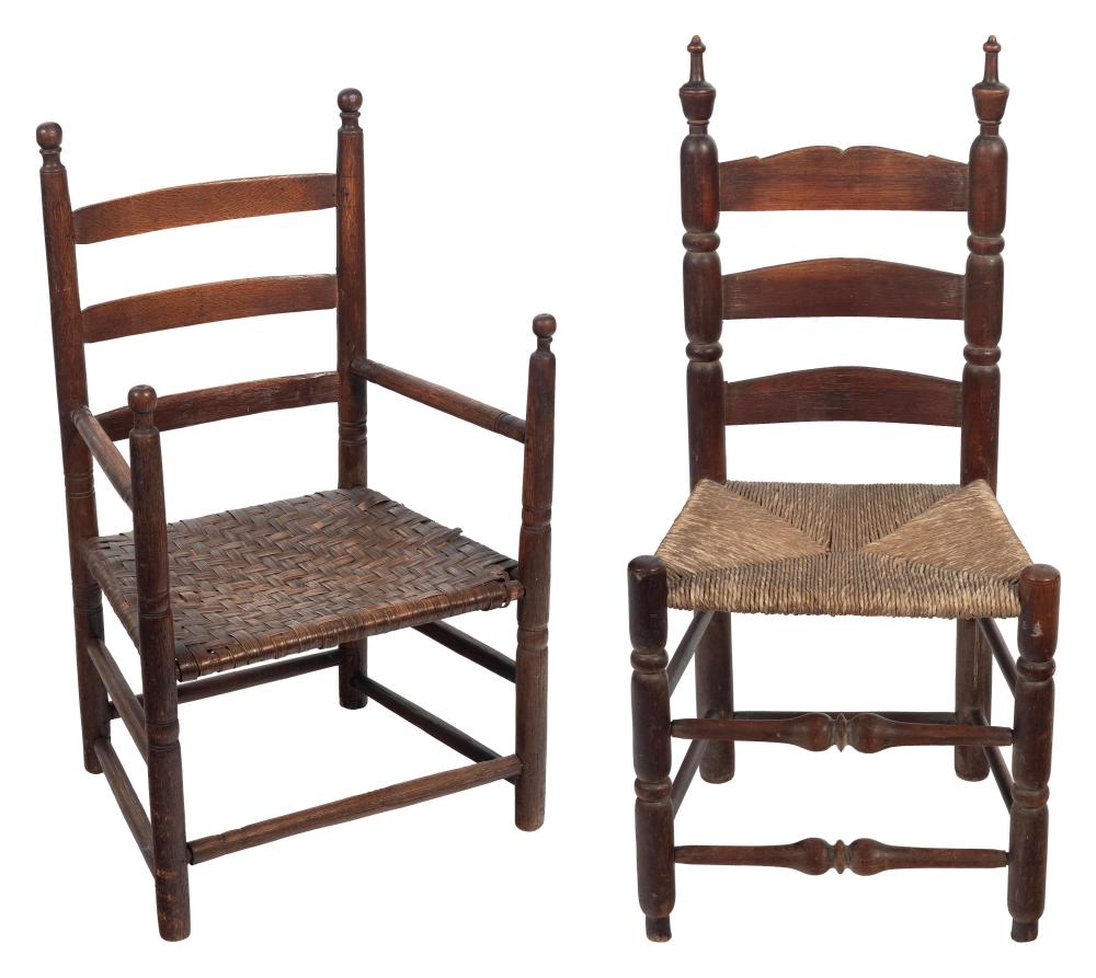 TWO EARLY AMERICAN LADDERBACK CHAIRS